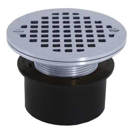 Jones Stephens 3in ABS Inside Pipe Fit Adjustable General Purpose Drain with 6in Chrome Plated Strainer and Spud D53187